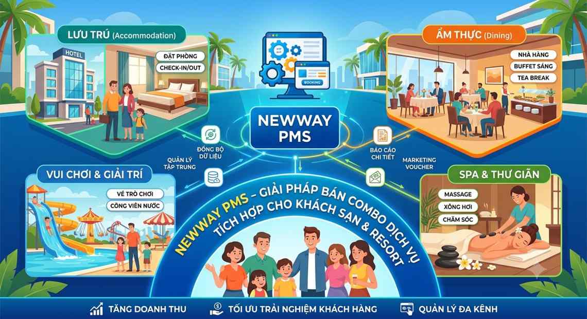 Phần mềm khách sạn Newway PMS - Giải pháp bán combo dịch vụ