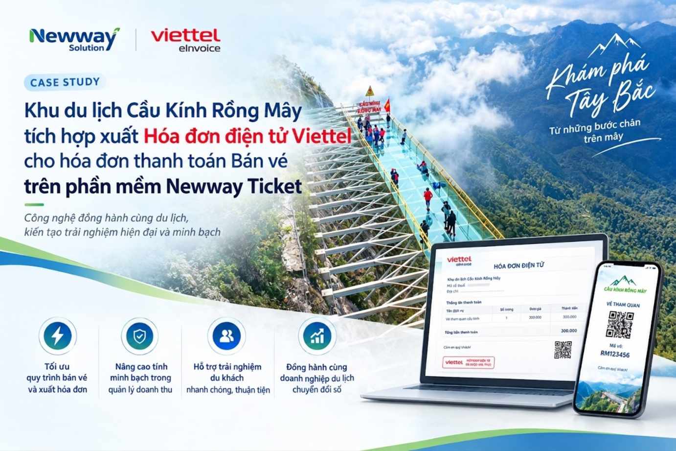 Cầu Kính Rồng Mây nâng tầm bán vé với Newway Ticket và Viettel