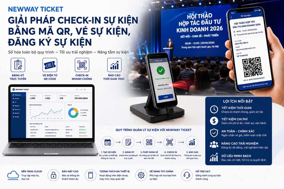 Check-in Sự Kiện Bằng Mã QR Code Với Giải Pháp Newway Ticket – Tối Ưu Quản Lý Sự Kiện Chuyên Nghiệp