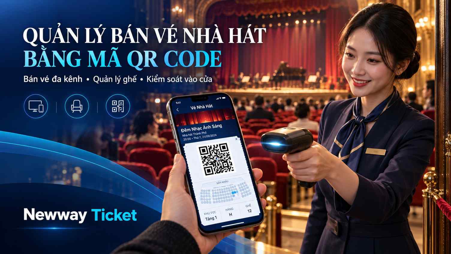 quản lý bán vé nhà hát bằng vé qr code trên phần mềm Newway Ticket
