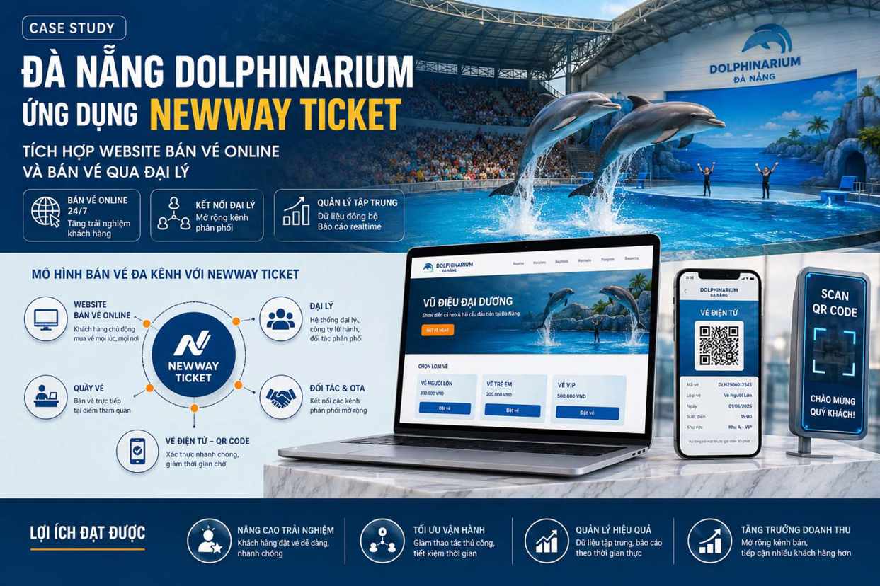 Đà Nẵng Dolphinarium ứng dụng Newway Ticket bán vé online &amp; đại lý