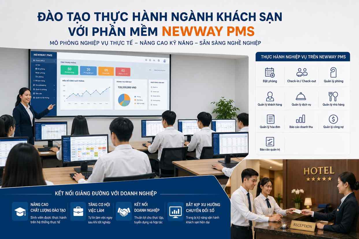 Đào Tạo Thực Hành Quản Trị Khách Sạn Với Phần Mềm Newway PMS Cho Sinh Viên
