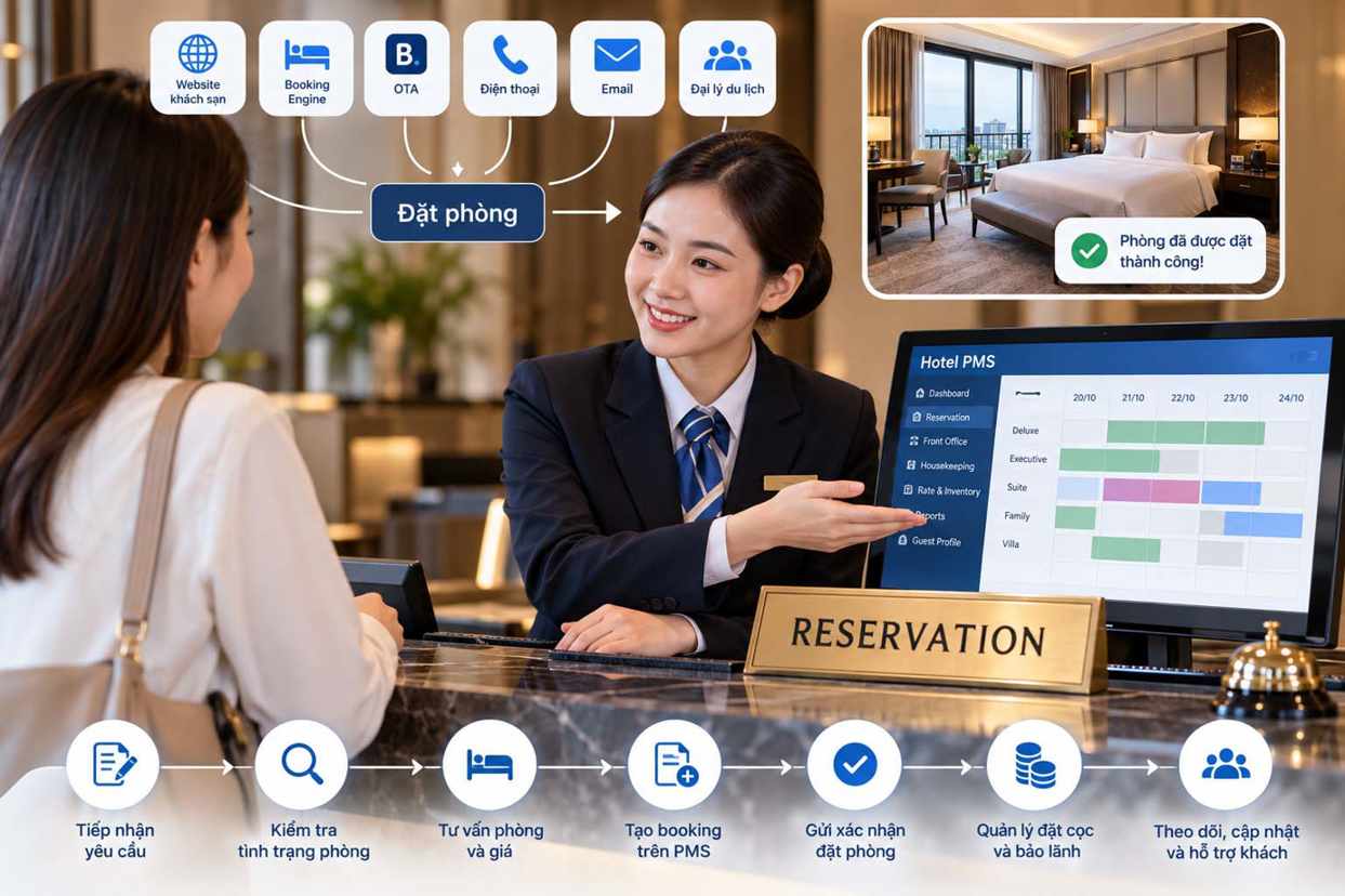 Đặt phòng khách sạn là gì? Công việc bộ phận đặt phòng