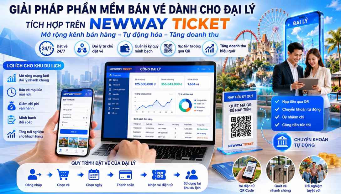 Giải pháp phần mềm bán vé cho đại lý trên Newway Ticket – Tăng doanh thu