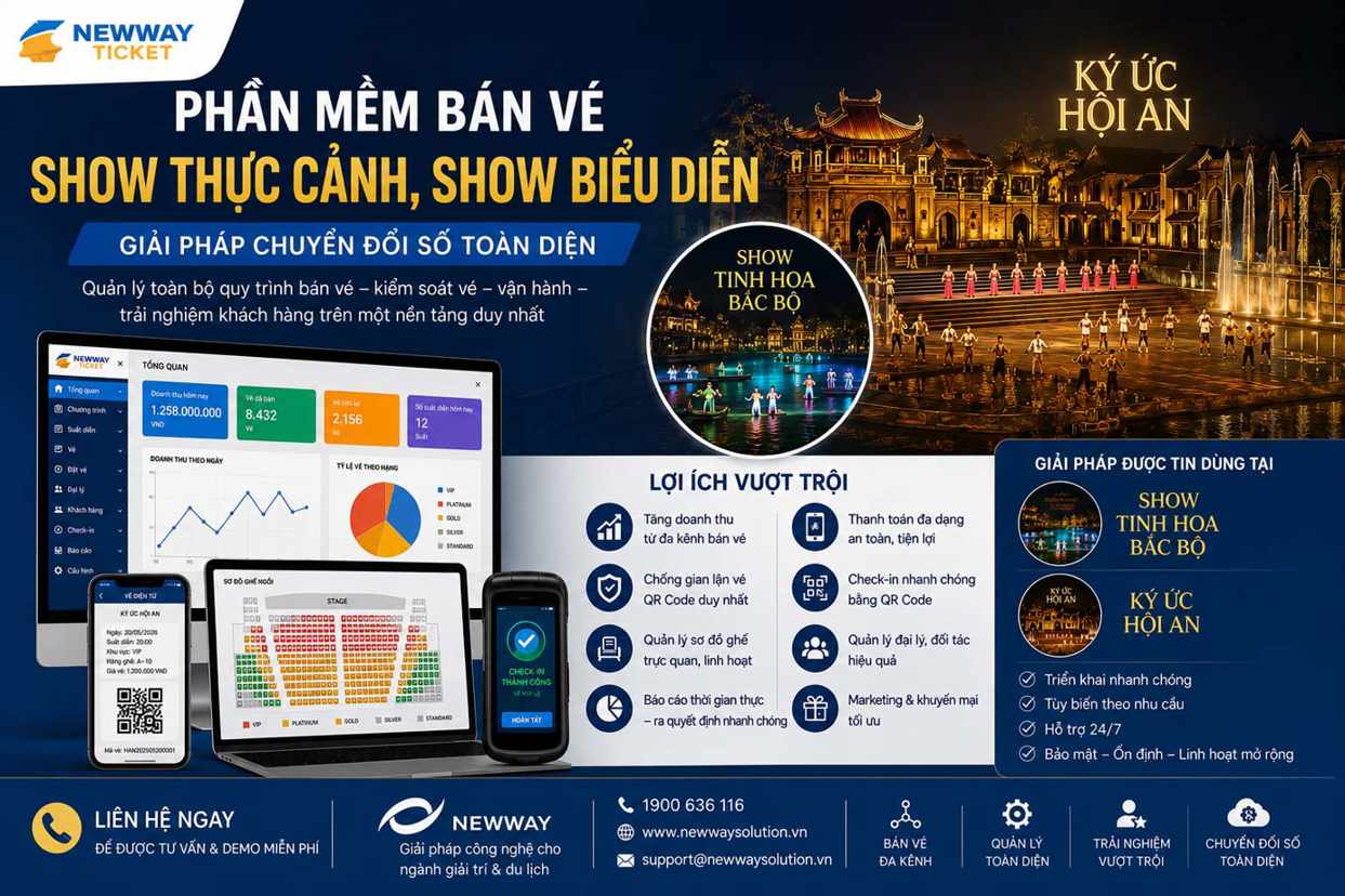 Phần mềm bán vé show thực cảnh, show biểu diễn - Giải pháp chuyển đổi số toàn diện | Newway Ticket