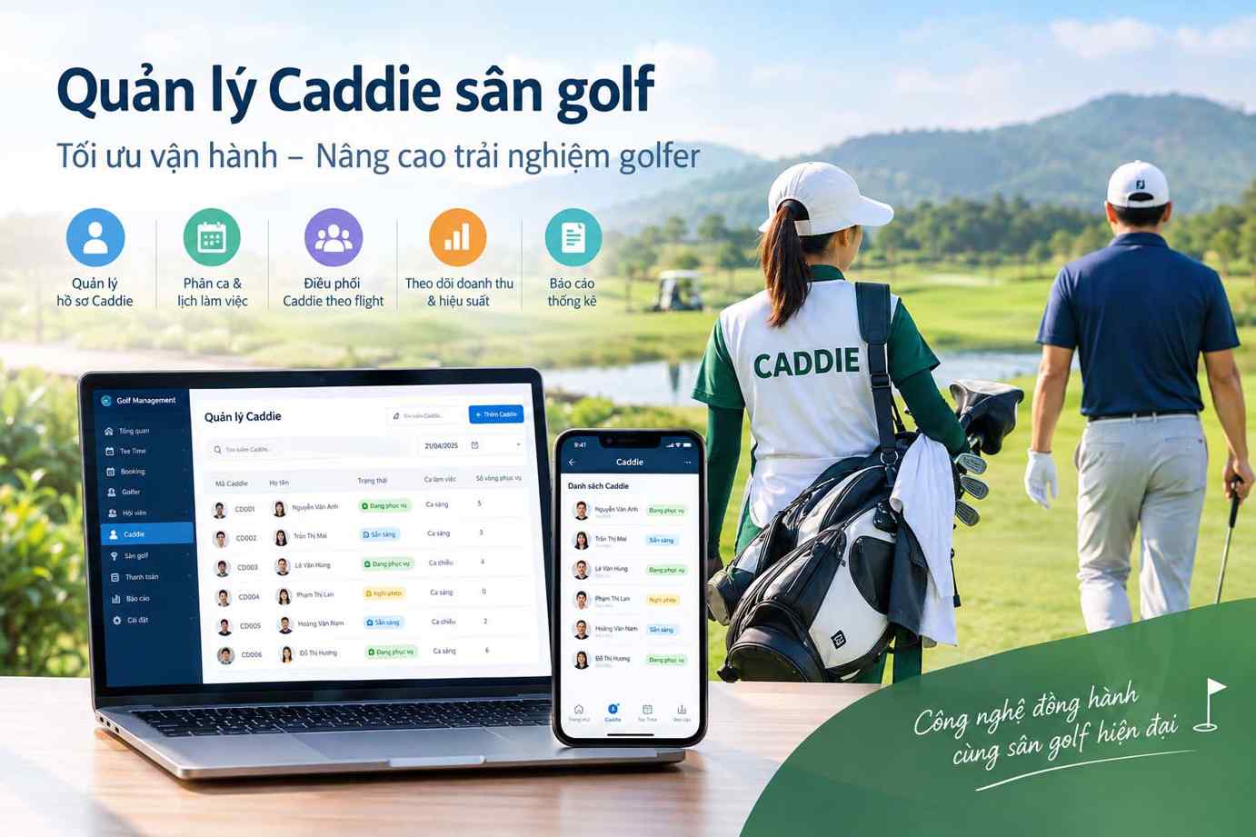 Quản lý Caddie sân golf: Giải pháp tối ưu vận hành Caddie