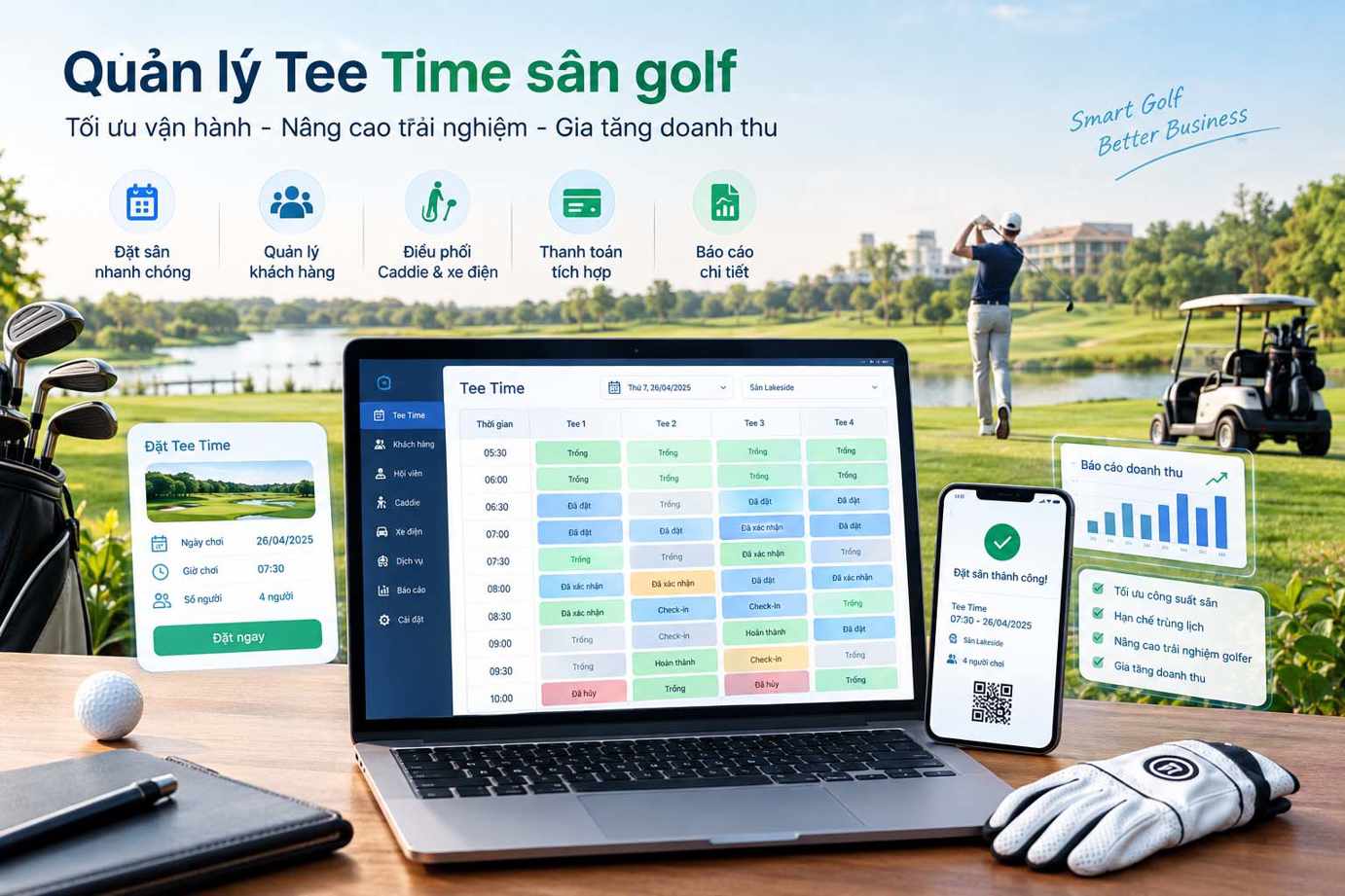 Quản lý Tee Time sân golf: Quy trình, giải pháp và phần mềm hiệu quả