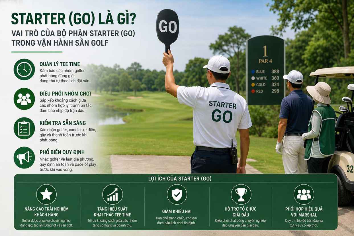 Starter (Go) là gì? Vai trò của Starter (Go) trong vận hành sân golf chuyên nghiệp