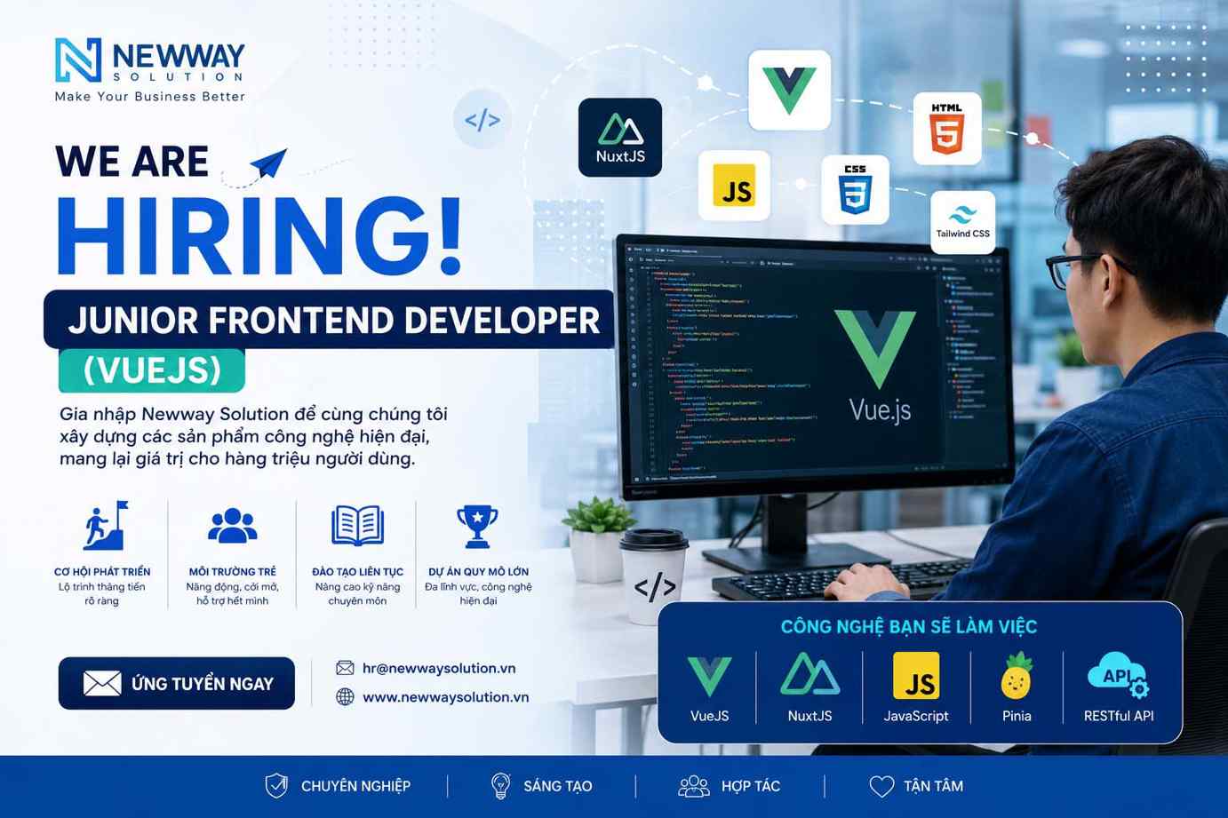 Tuyển dụng Junior Frontend Developer (VueJS) | Newway Solution 2026