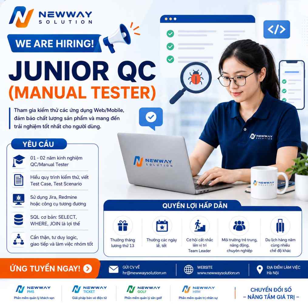 Tuyển dụng Junior QC (Manual Tester) tại Hà Nội | Newway Solution